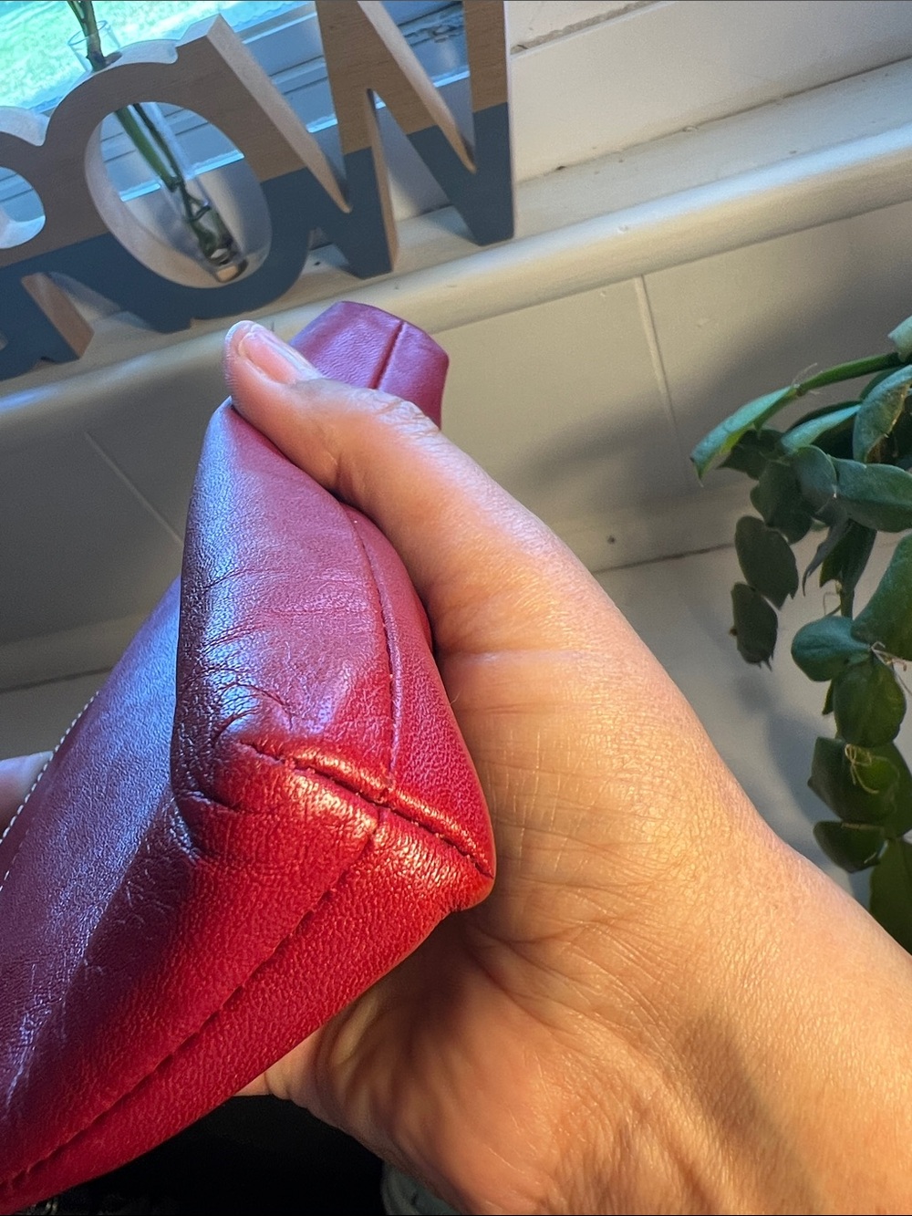 Coach Red Leather Wristlet Clutch with Silver Hardware - Picture 6 of 10